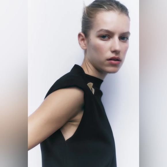 New Zara Gold Button Draped Top - 8513/521 - Picture 5 of 12